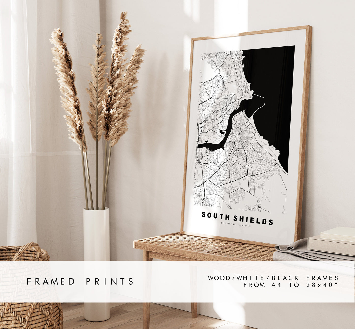 South Shields Map Print - Minimalist City Map Poster - Map Art - UK - South Shields Print - South Shields - Different Colours Available