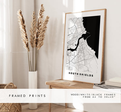 South Shields Map Print - Minimalist City Map Poster - Map Art - UK - South Shields Print - South Shields - Different Colours Available