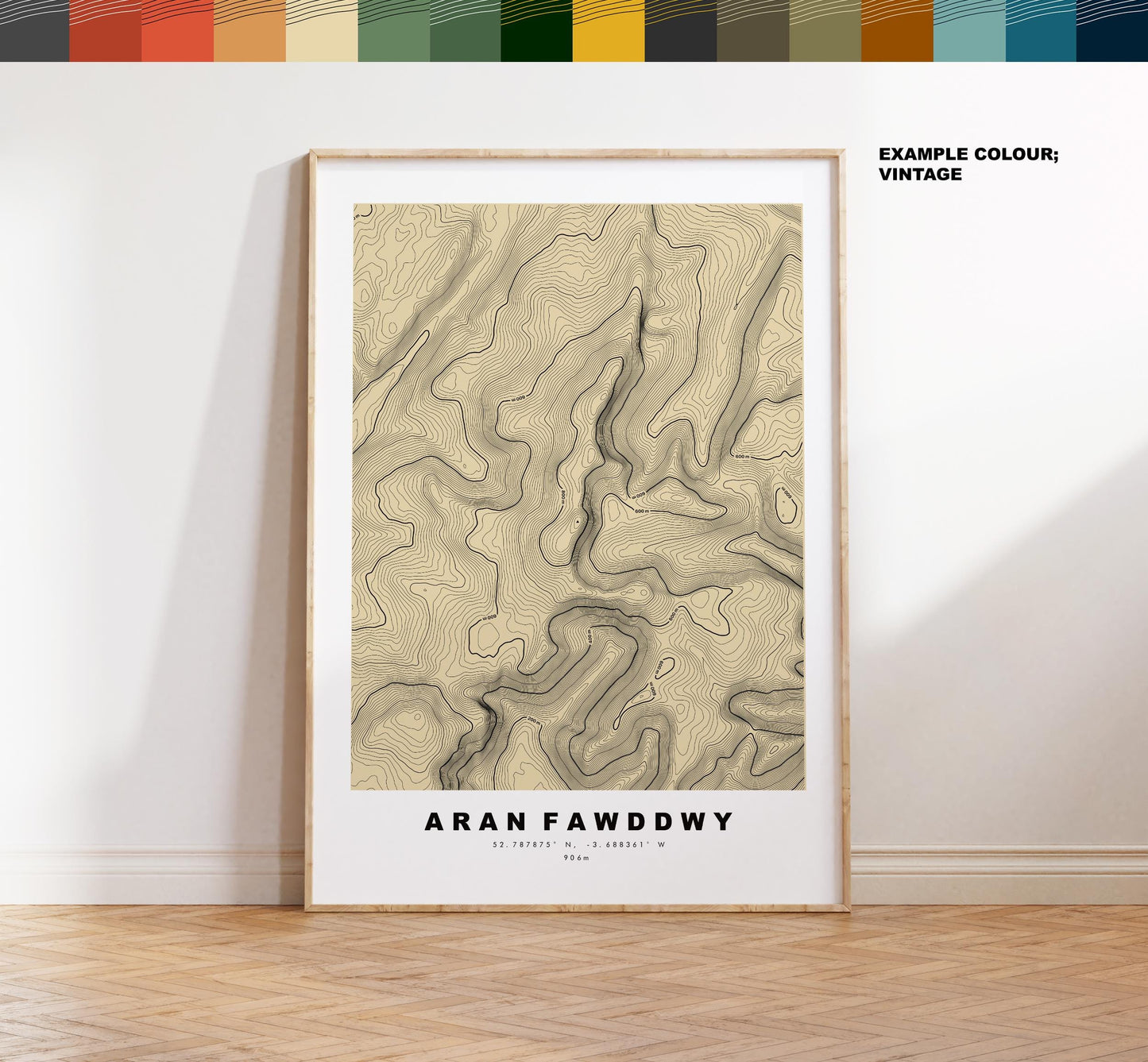 Aran Fawddwy Print - Contour Map - Snowdonia - Wales - Topographic Map - Print - Poster - Wall Art -  Aran Fawddwy Poster - Mawddwy Peak