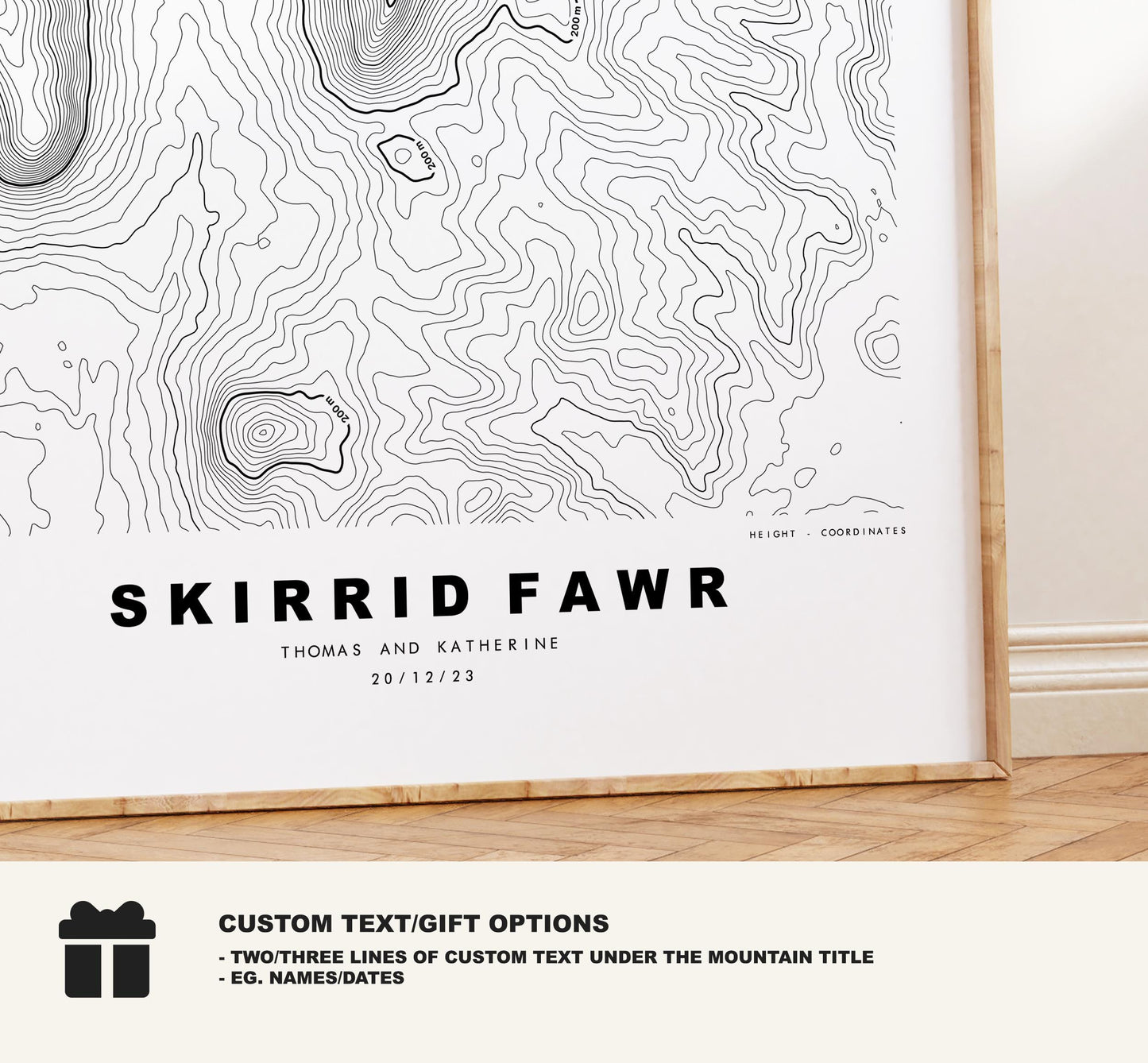 Skirrid Fawr Print - Contour Map - Monmouthshire - Wales - Topographic Map - Print - Poster - Wall Art - Skirrid Poster - Ysgyryd Fawr