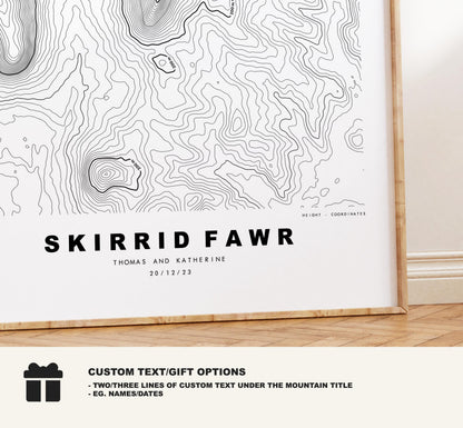 Skirrid Fawr Print - Contour Map - Monmouthshire - Wales - Topographic Map - Print - Poster - Wall Art - Skirrid Poster - Ysgyryd Fawr