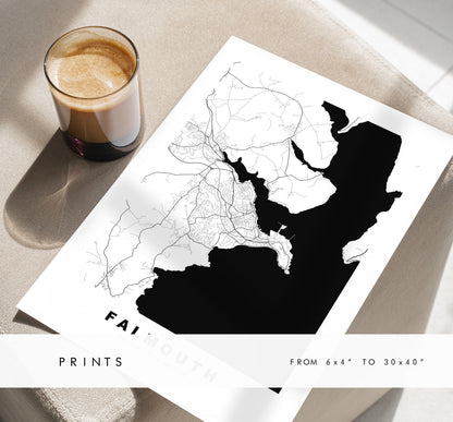 Falmouth Map Print - City Map Poster - Map Art - Map Wall Art - UK City Map - Falmouth Print - Coventry Poster - Wall Art - Map Poster
