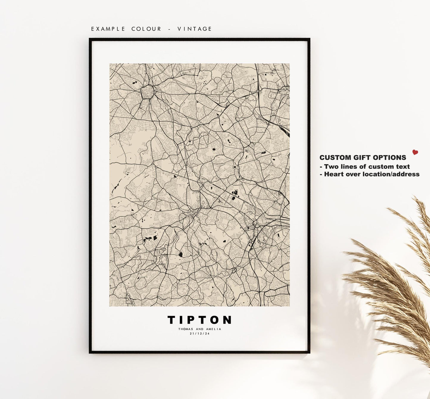 Tipton Map Print - Minimalist City Map Poster - Map Art - UK - Tipton Print - Tipton, West Midlands - Different Colours Available