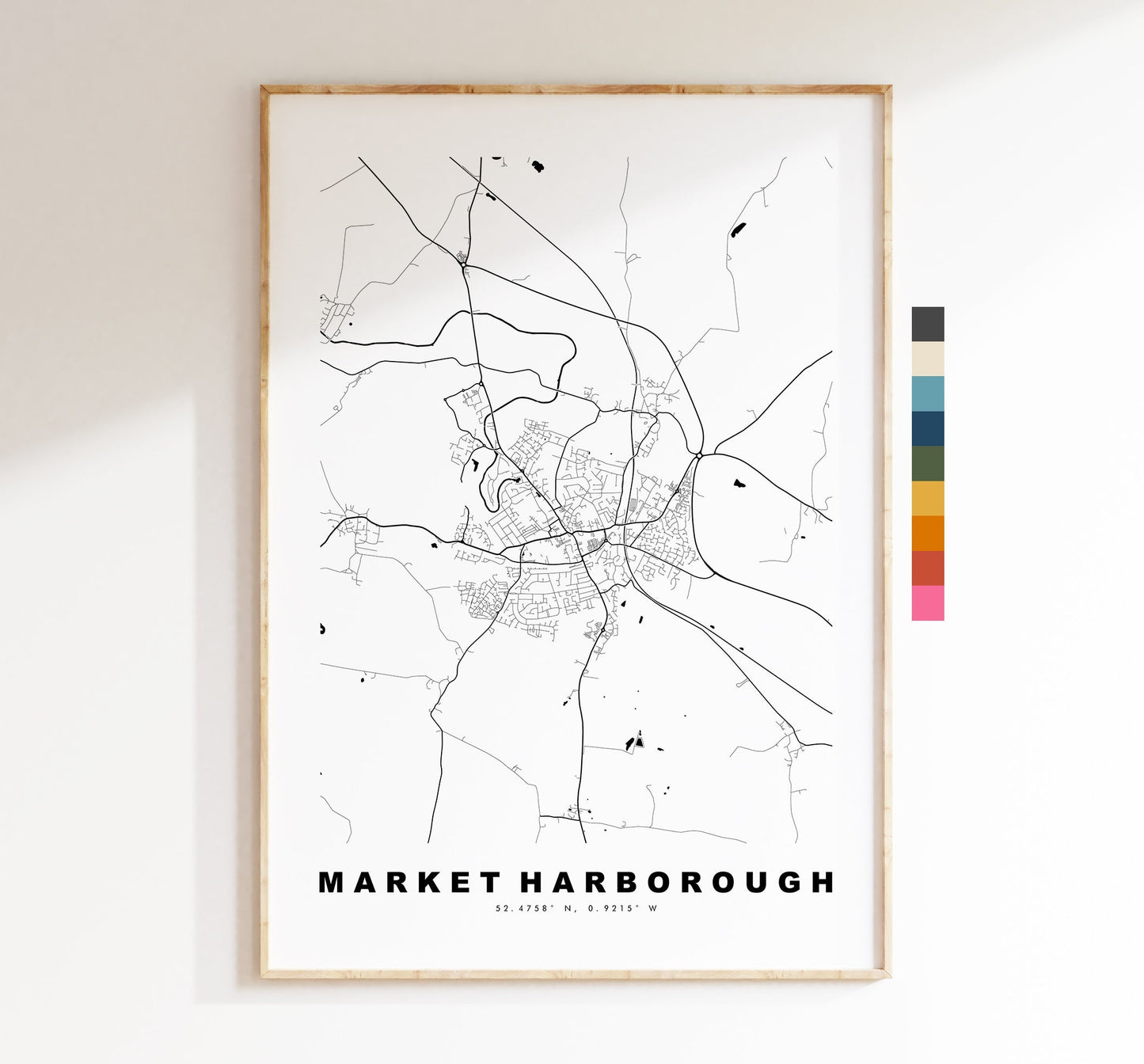 Market Harborough Map Print - Minimalist City Map Poster - Map Art - UK - Market Harborough Print - Poster - Different Colours Available