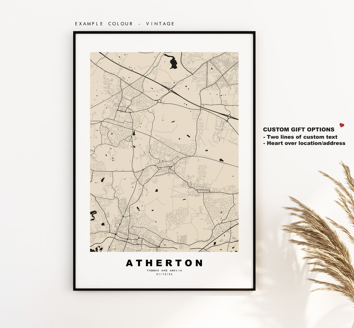 Atherton Map Print - Minimalist City Map Poster - Map Art - UK - Atherton Print - Atherton Poster - Different Colours Available