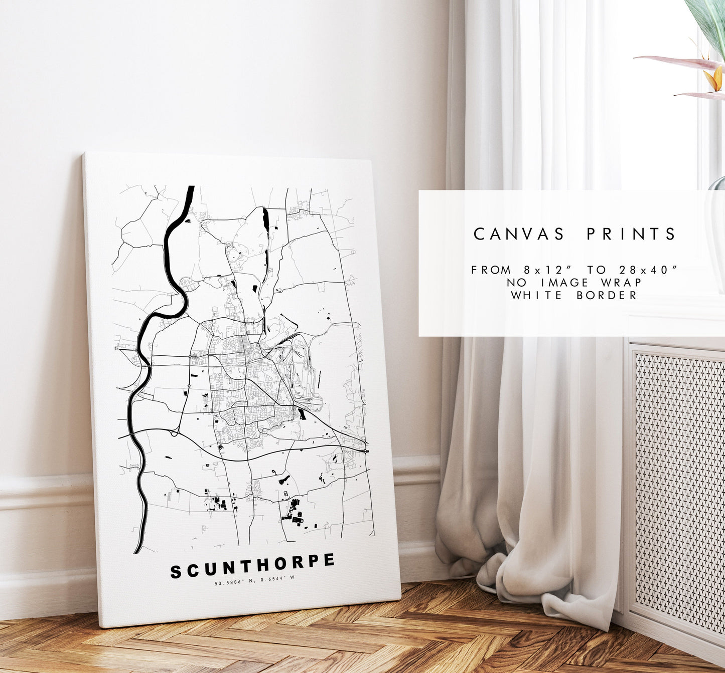 Scunthorpe Map Print - Minimalist City Map Poster - Map Art - UK - Scunthorpe Print - Scunthorpe Poster - Different Colours Available