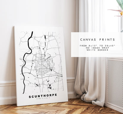 Scunthorpe Map Print - Minimalist City Map Poster - Map Art - UK - Scunthorpe Print - Scunthorpe Poster - Different Colours Available