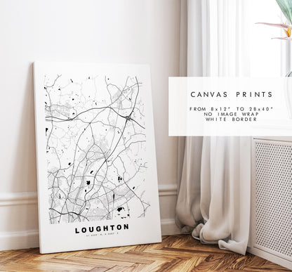 Loughton Map Print - Minimalist City Map Poster - Map Art - UK - Loughton Print - Loughton, Essex - Different Colours Available