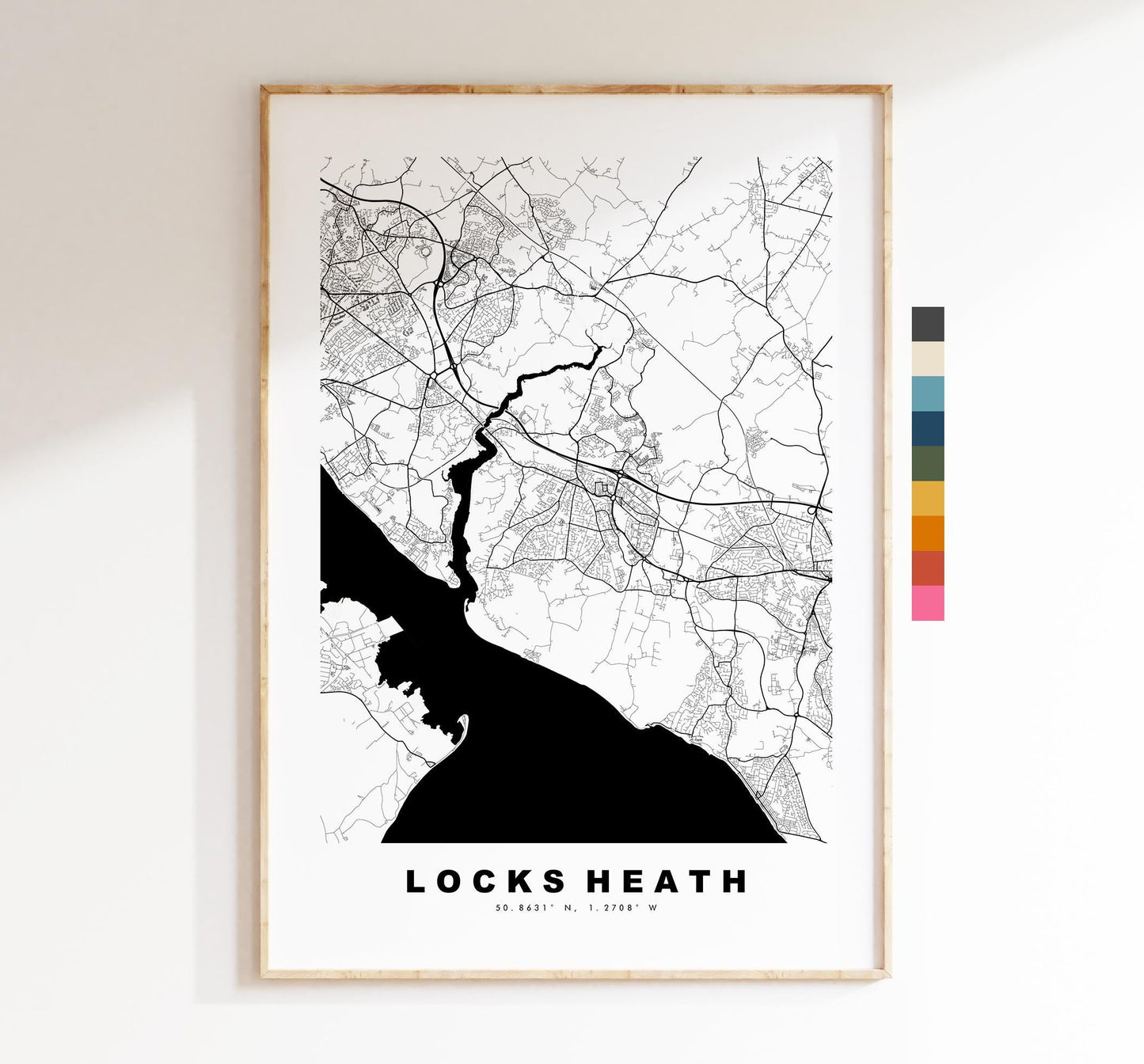 Locks Heath Map Print - Minimalist City Map Poster - Map Art - UK - Locks Heath Print - Locks Heath, Hampshire - Different Colours Available
