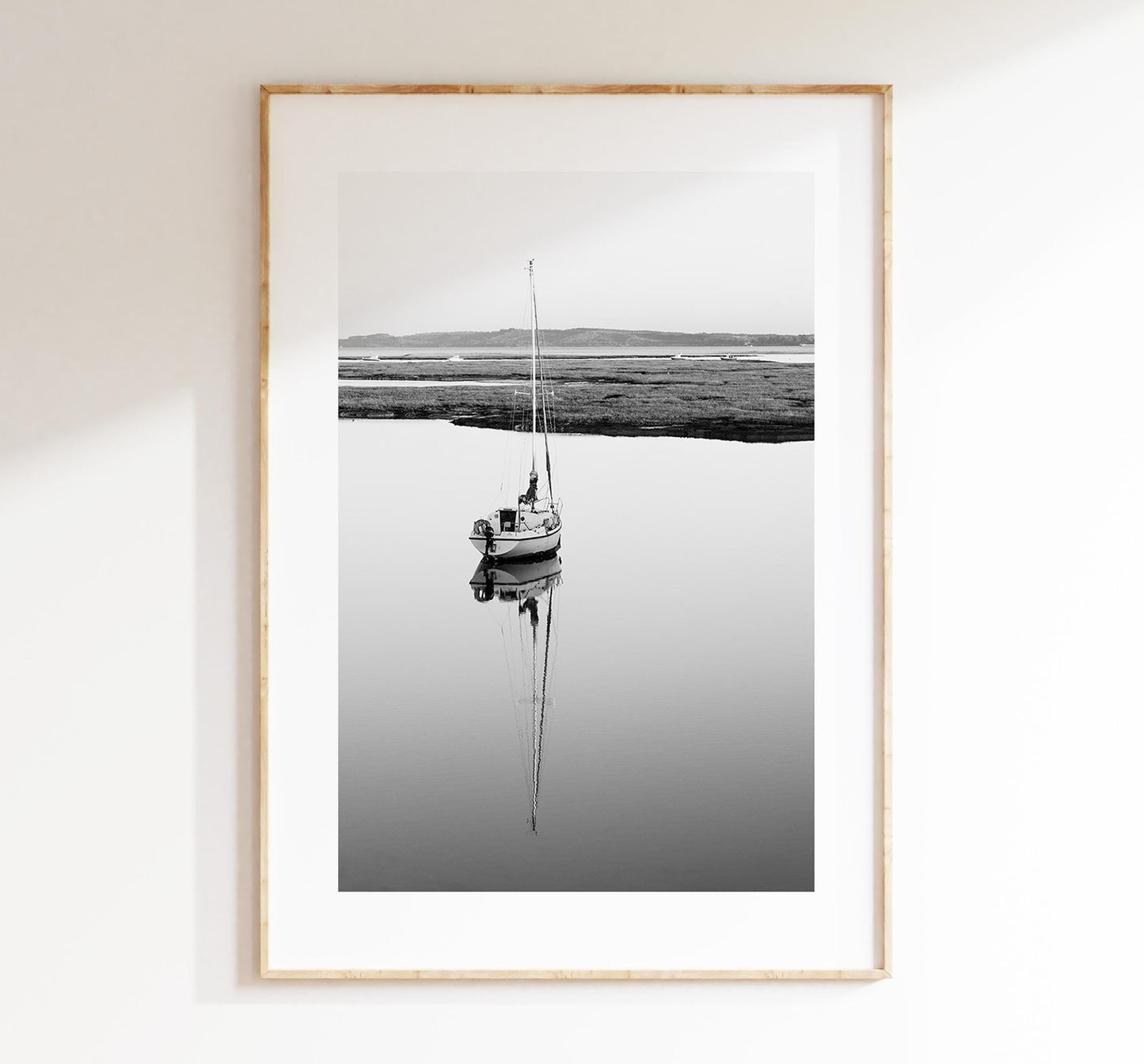 Sailboat Print - Keyhaven Photography Print - Hampshire Photography Prints -  Frame and Canvas Options - Portrait  - UK - Black and White