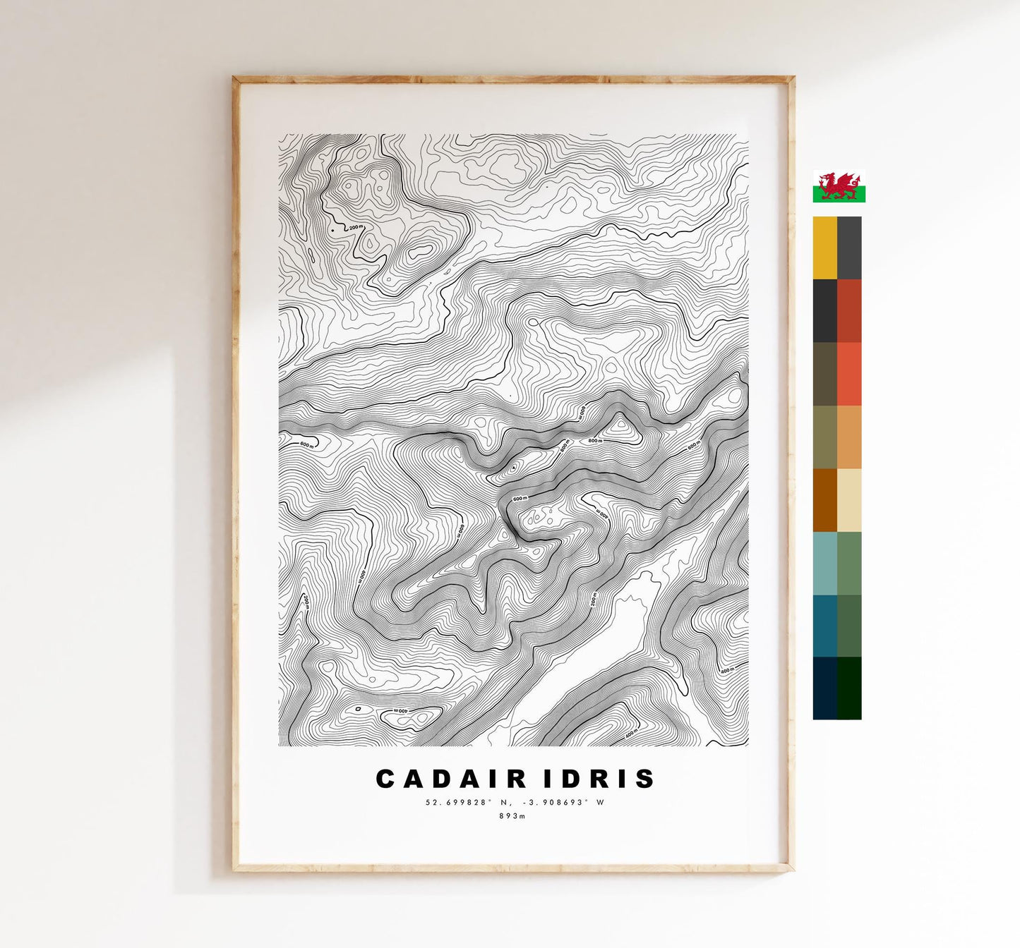Cadair Idris Print - Contour Map - Snowdonia - Wales - Topographic Map - Print - Wall Art - Cadair Idris Poster - Penygader - Cader Idris