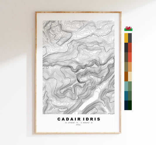 Cadair Idris Print - Contour Map - Snowdonia - Wales - Topographic Map - Print - Wall Art - Cadair Idris Poster - Penygader - Cader Idris