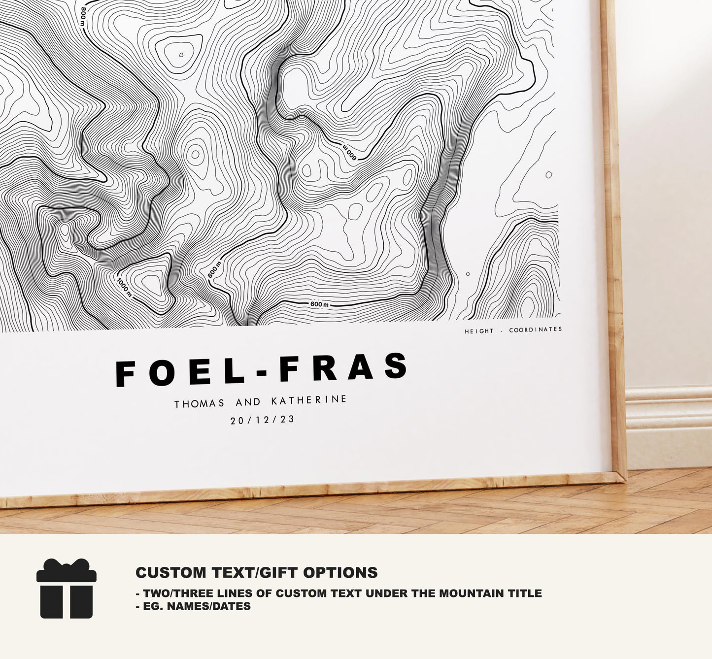 Foel-Fras Print - Contour Map - Snowdonia - Wales - Topographic Map - Print - Poster - Wall Art - Foel-Fras Poster - Carneddau Range