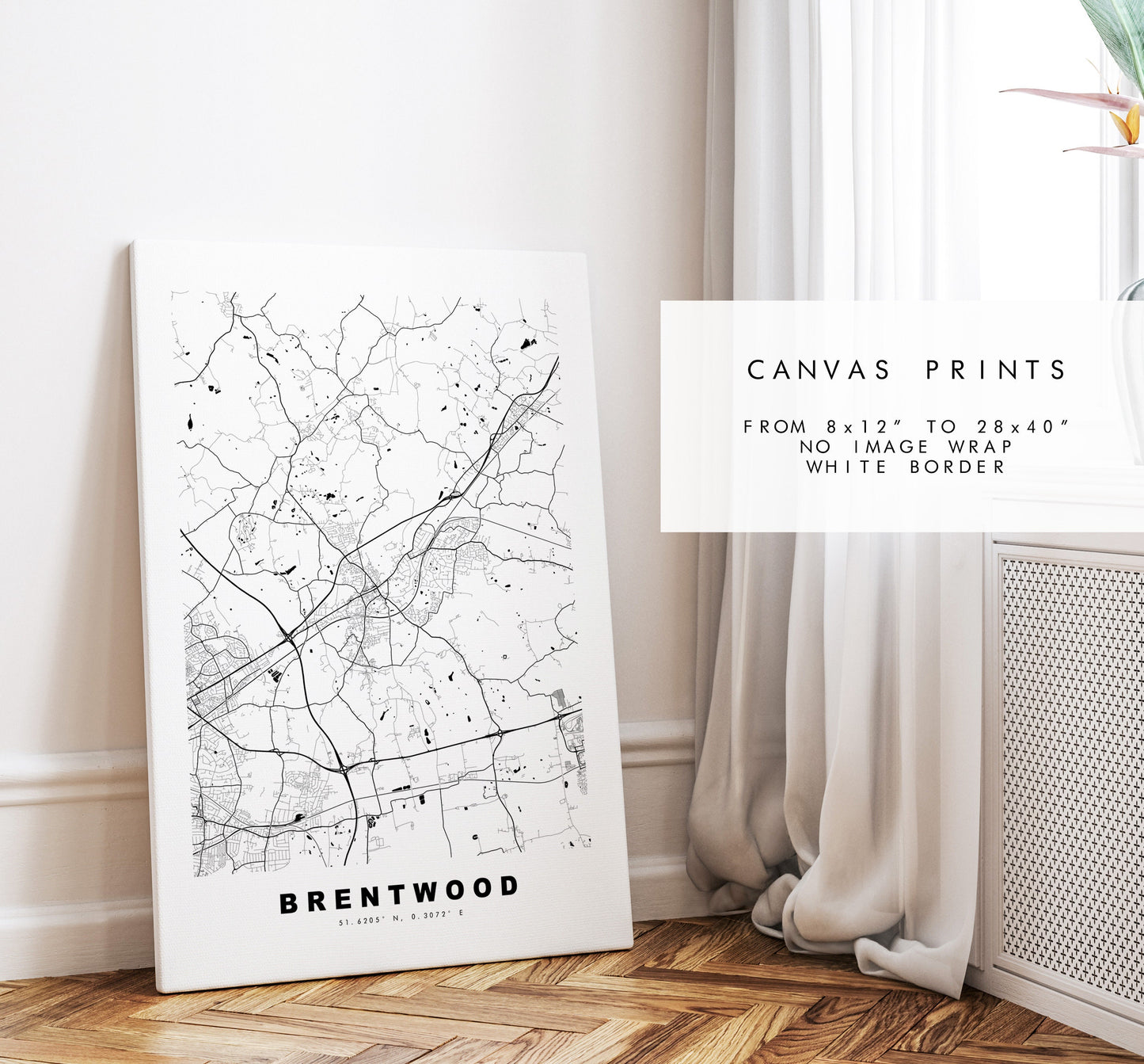 Brentwood Map Print - Minimalist City Map Poster - Map Art - UK - Brentwood Print - Brentwood Poster - Different Colours Available