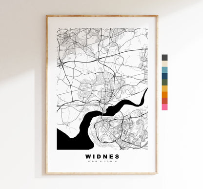 Widnes Map Print - Minimalist City Map Poster - Map Art - UK - Widnes Print - Widnes Poster - Different Colours Available