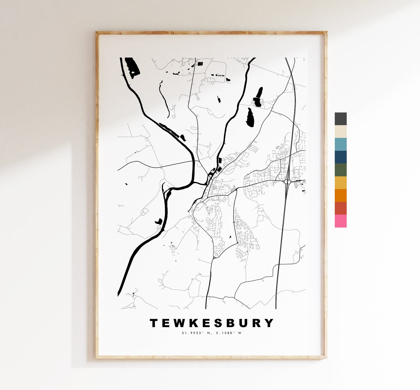Tewkesbury Map Print - Minimalist City Map Poster - Map Art - UK - Tewkesbury Print - Tewkesbury Poster - Different Colours Available