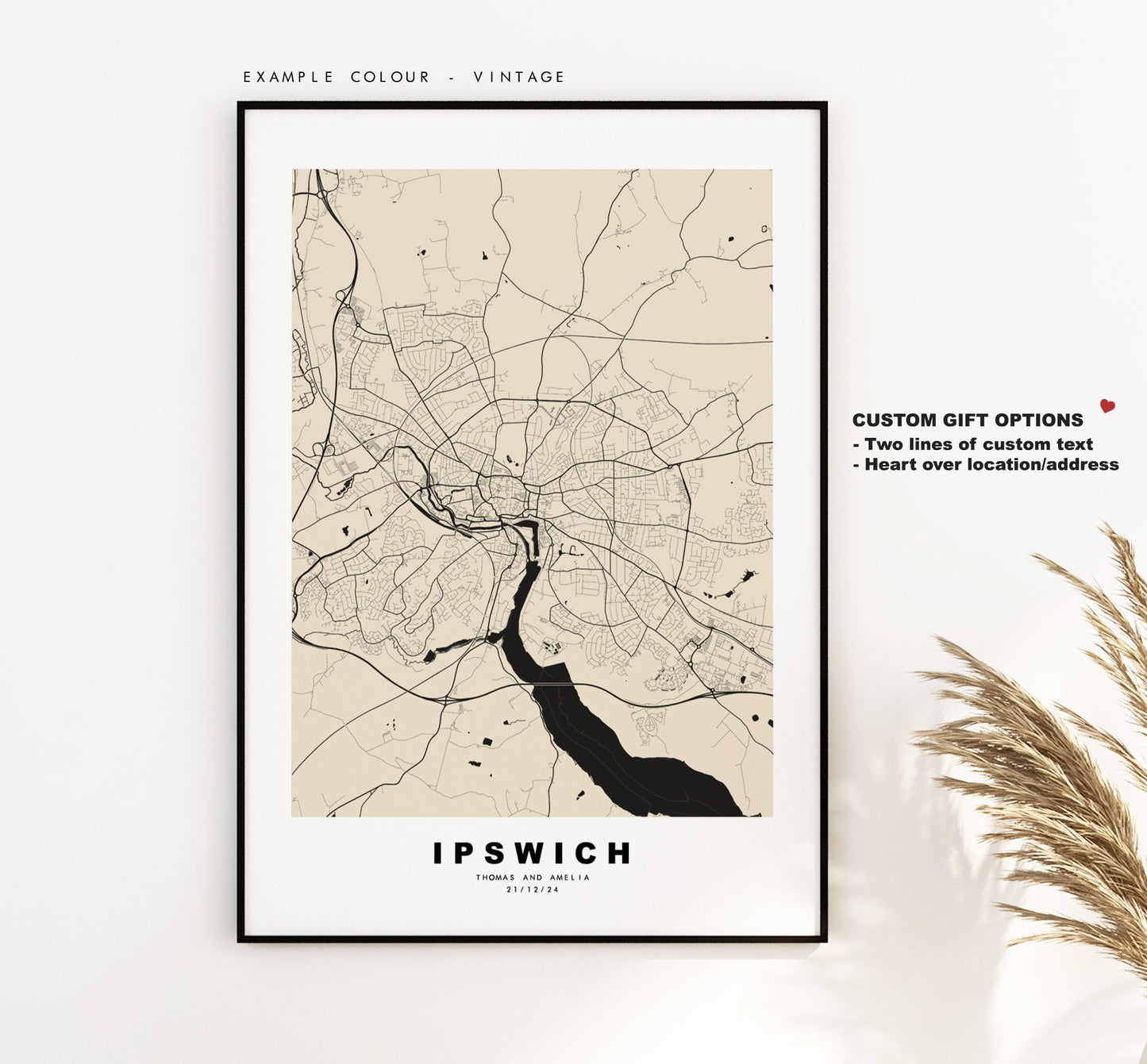 Ipswich Map Print - Minimalist City Map Poster - Map Wall Art - UK - Ipswich Print - Ipswich Poster - Different Colours Available