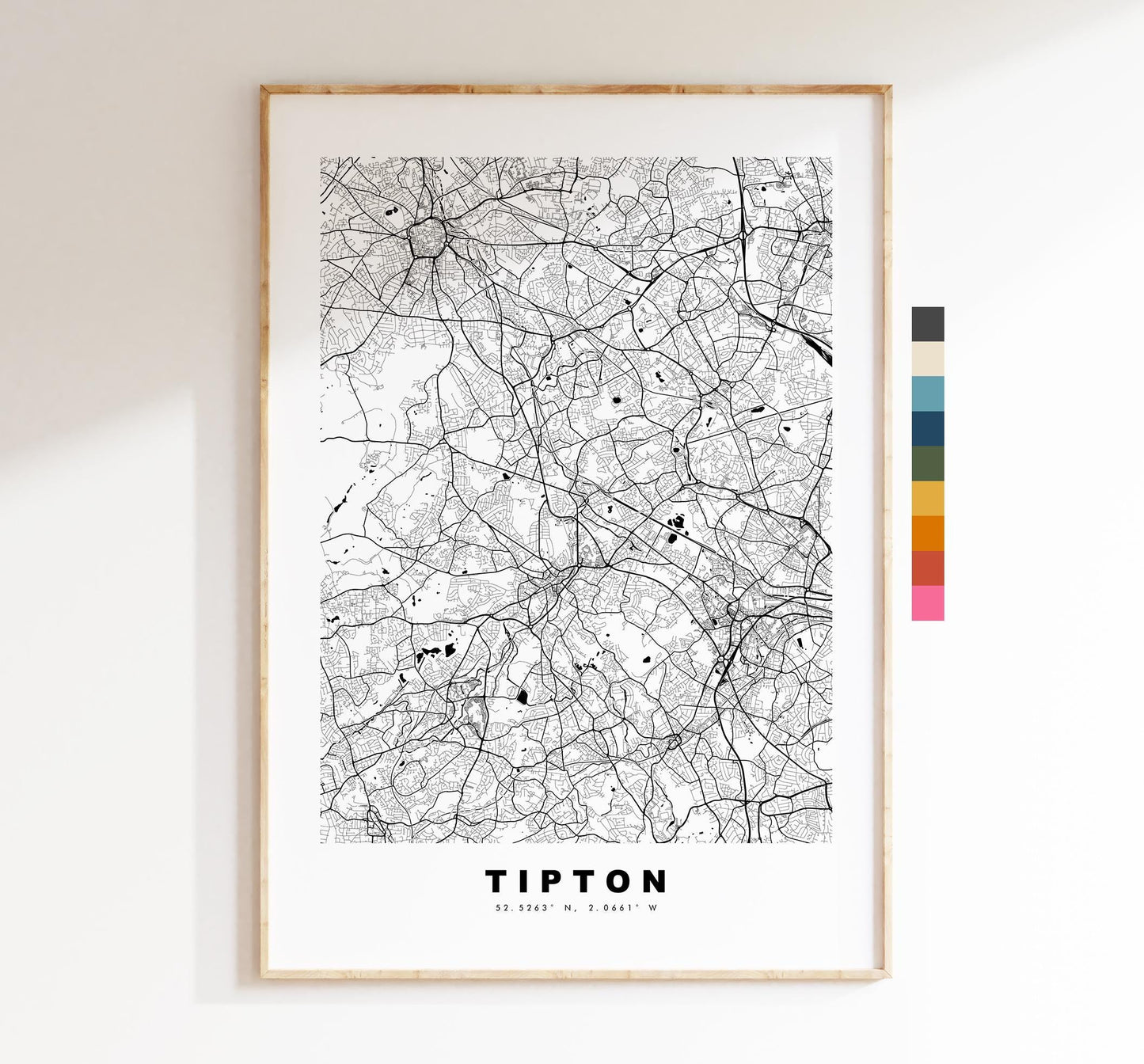 Tipton Map Print - Minimalist City Map Poster - Map Art - UK - Tipton Print - Tipton, West Midlands - Different Colours Available