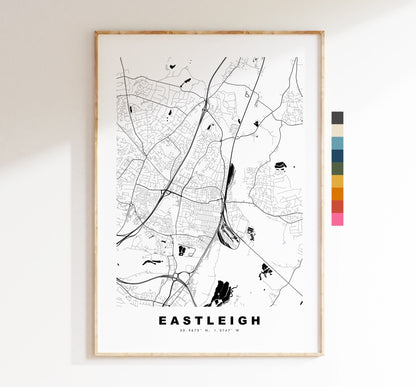 Eastleigh Map Print - Minimalist City Map Poster - Map Art - UK - Eastleigh Print - Eastleigh Poster - Different Colours Available