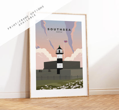Southsea Castle Travel Poster (Sunset) - Wall Art Print - Southsea and Portsmouth Travel Posters - Prints or Framed Prints