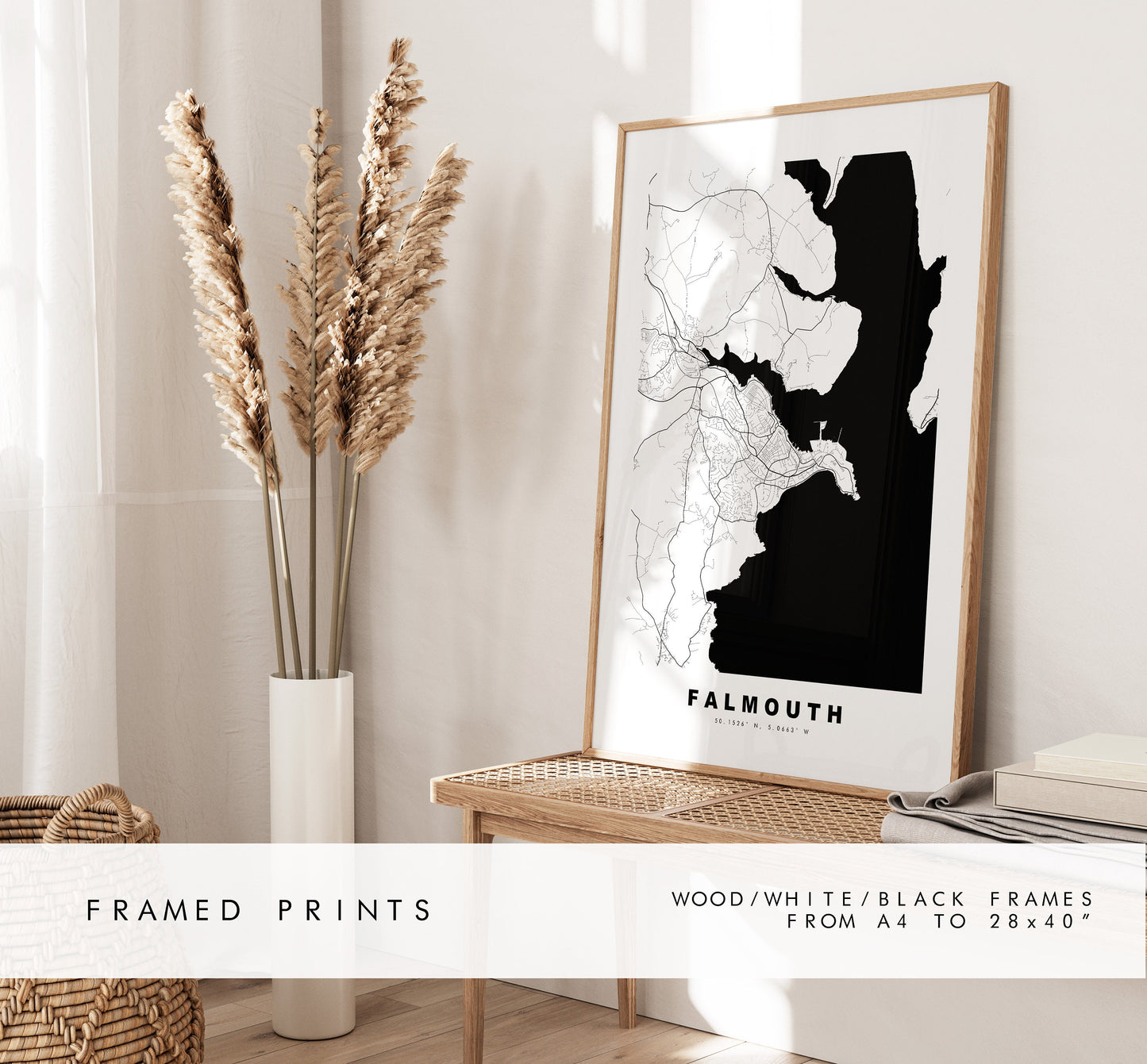 Falmouth Map Print - City Map Poster - Map Art - Map Wall Art - UK City Map - Falmouth Print - Coventry Poster - Wall Art - Map Poster