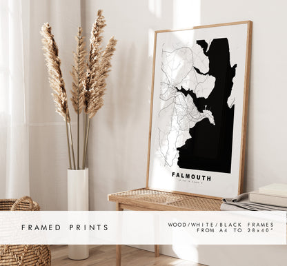 Falmouth Map Print - City Map Poster - Map Art - Map Wall Art - UK City Map - Falmouth Print - Coventry Poster - Wall Art - Map Poster