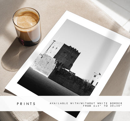 Portchester Castle Photography Print - Hampshire Photography Prints - Wall Art -  Frame and Canvas Options - Black and White - Portrait - UK