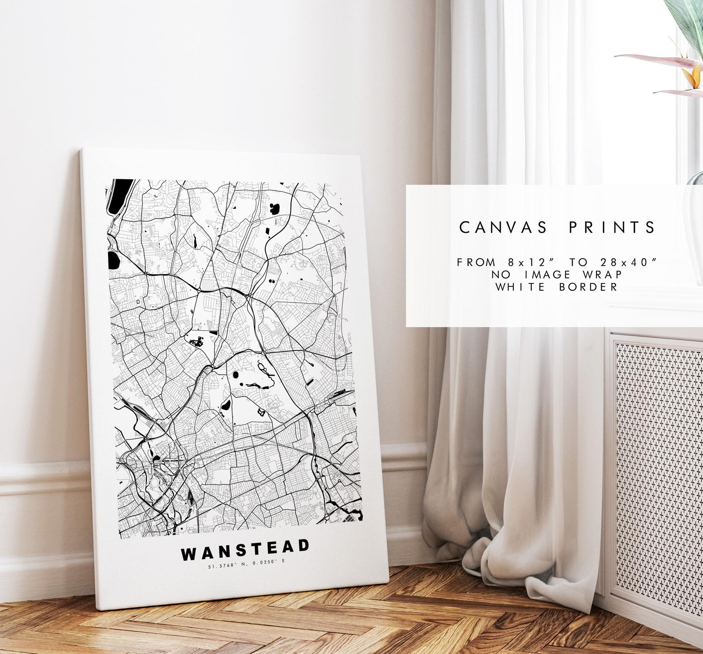 Wanstead Map Print - Minimalist City Map Poster - Map Art - UK - Wanstead Print - Wanstead, London - Different Colours Available