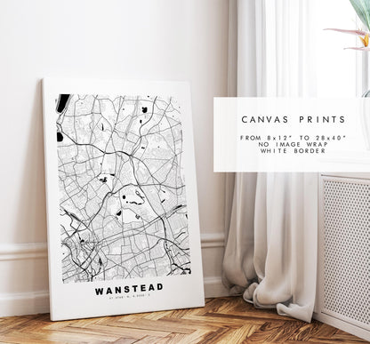 Wanstead Map Print - Minimalist City Map Poster - Map Art - UK - Wanstead Print - Wanstead, London - Different Colours Available