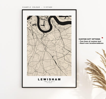 Lewisham Map Print - Minimalist City Map Poster - Map Art - UK - Lewisham Print - Lewisham, London - Different Colours Available