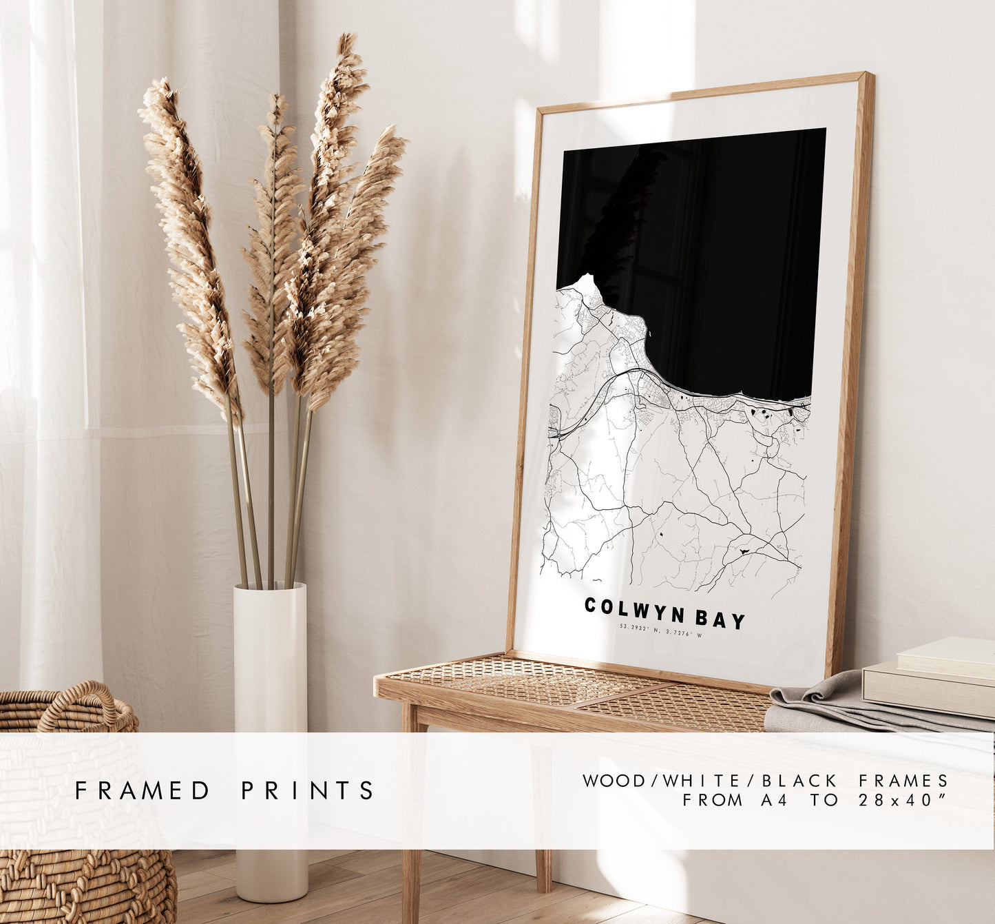 Colwyn Bay Map Print - Minimalist City Map Poster - Map Art - Wales - UK - Colwyn Bay Print - Colwyn Bay Poster - Different Colours Available