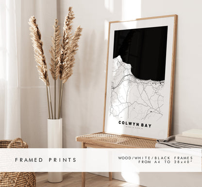 Colwyn Bay Map Print - Minimalist City Map Poster - Map Art - Wales - UK - Colwyn Bay Print - Colwyn Bay Poster - Different Colours Available