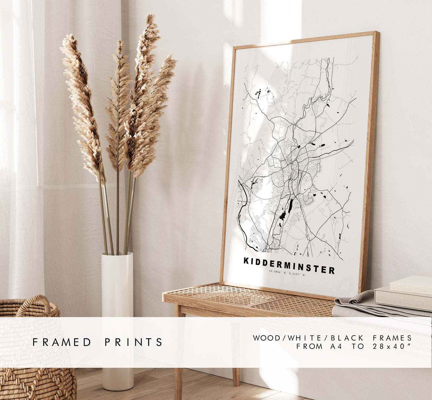 Kidderminster Map Print - Minimalist City Map Poster - Map Art - UK - Kidderminster Print - Kidderminster - Different Colours Available