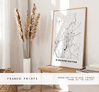Kidderminster Map Print - Minimalist City Map Poster - Map Art - UK - Kidderminster Print - Kidderminster - Different Colours Available