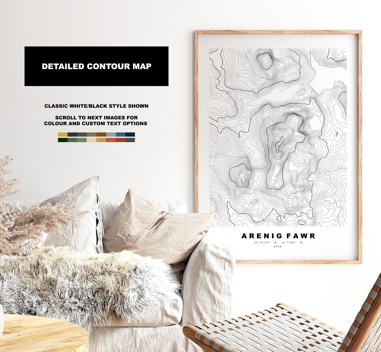 Arenig Fawr Map Print - Contour Map - Arenig Fawr Poster - Wales - Topographic Map - Print - Poster - Wall Art - Arenig Fawr Print