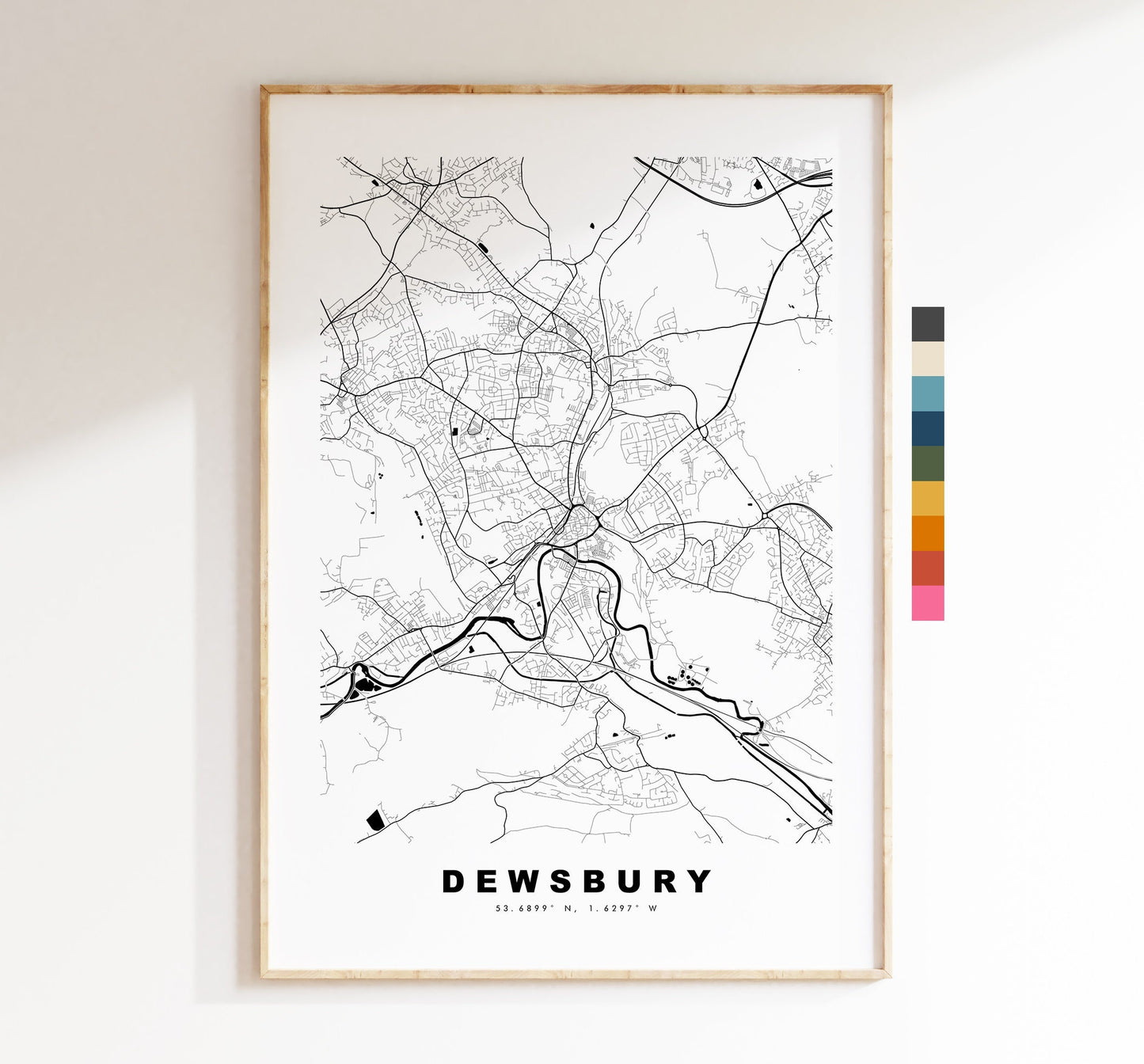 Dewsbury Map Print - Minimalist City Map Poster - Map Art - UK - Dewsbury Print - Dewsbury Poster - Different Colours Available