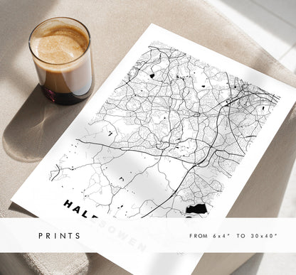 Halesowen Map Print - Minimalist City Map Poster - Map Art - UK - Halesowen Print - Halesowen Poster - Different Colours Available