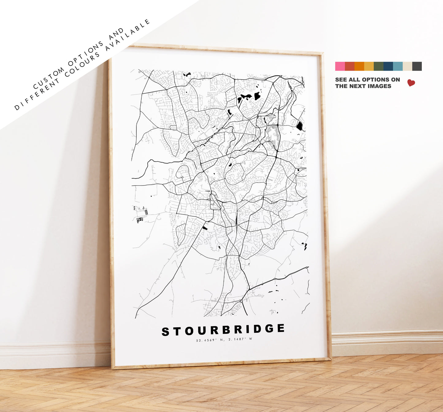 Stourbridge Map Print - Minimalist City Map Poster - Map Art - UK - Stourbridge Print - Stourbridge Poster - Different Colours Available