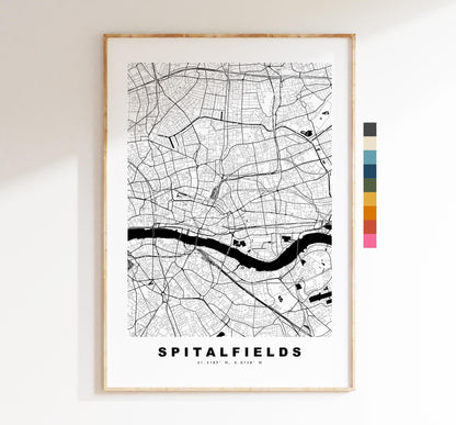 Spitalfields Map Print - Minimalist City Map Poster - Map Art - UK - Spitalfields Print - Spitalfields, London - Different Colours Available