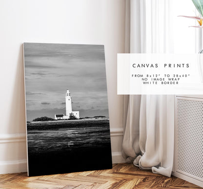 Hurst Point Lighthouse Photography Print - Hampshire Photography Prints -  Frame and Canvas Options - Portrait  - UK - Black and White