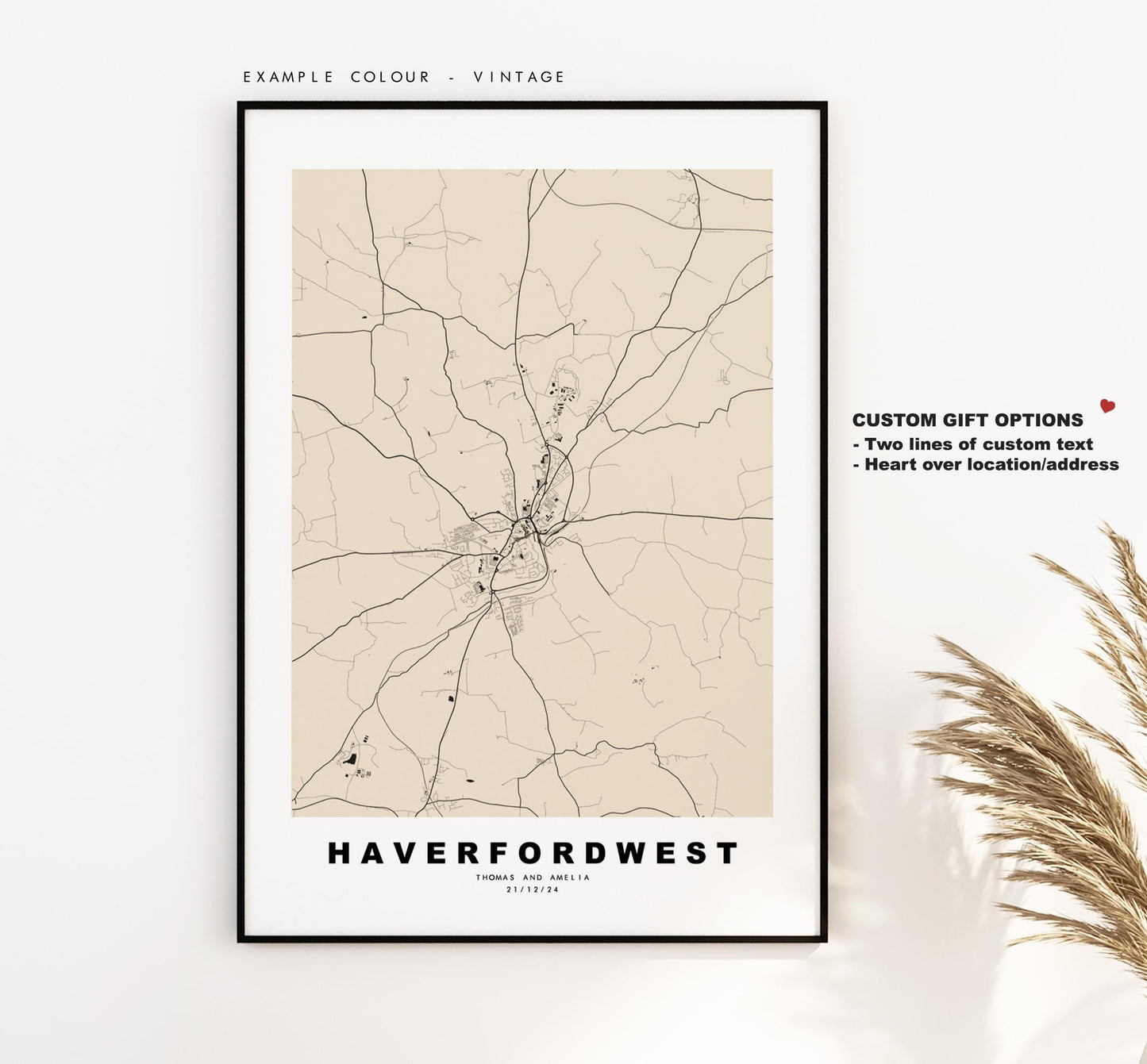 Haverfordwest Map Print - Minimalist City Map Poster - Map Art - Wales - UK - Haverfordwest Print - Poster - Different Colours Available