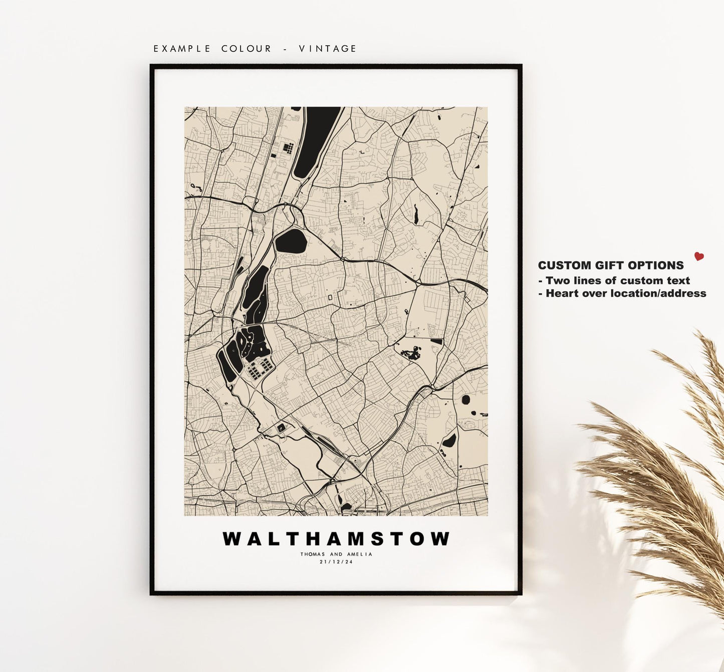 Walthamstow Map Print - Minimalist City Map Poster - Map Art - UK - Walthamstow Print - Walthamstow, London - Different Colours Available