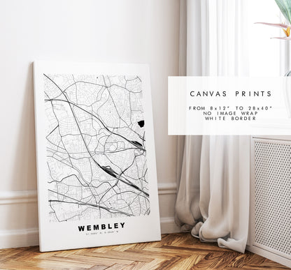 Wembley Map Print - Minimalist City Map Poster - Map Art - London, UK - Wembley Print - Wembley Poster - Different Colours Available