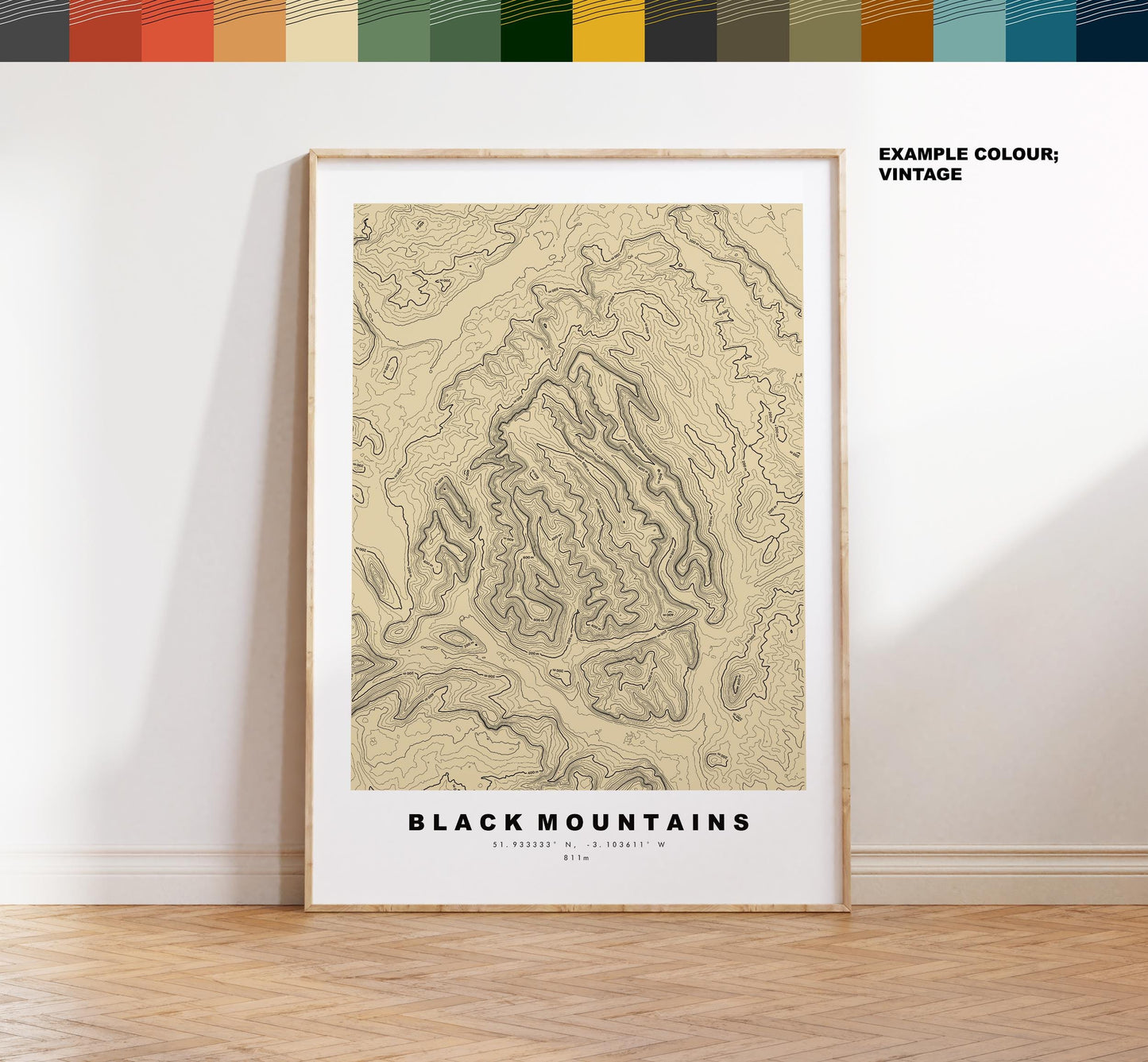 Black Mountains Map Print - Contour Map -  Black Mountains Map - Topographic Map - Monmouthshire - Powys - Wales - Y Mynydd Du