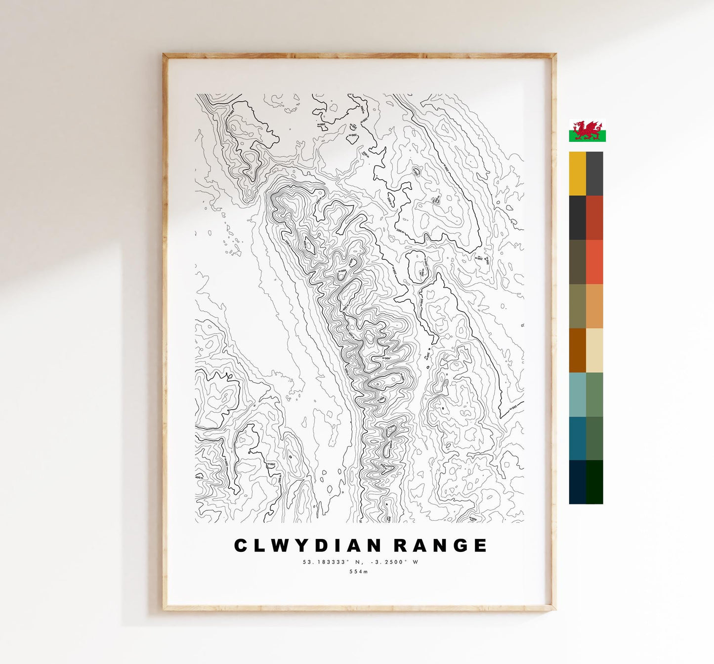 Clwydian Range Map Print - Contour Map - Topographic Map - Clwyds - Clwydian Hills - Bryniau Clwyd - Moel Famau - Wales