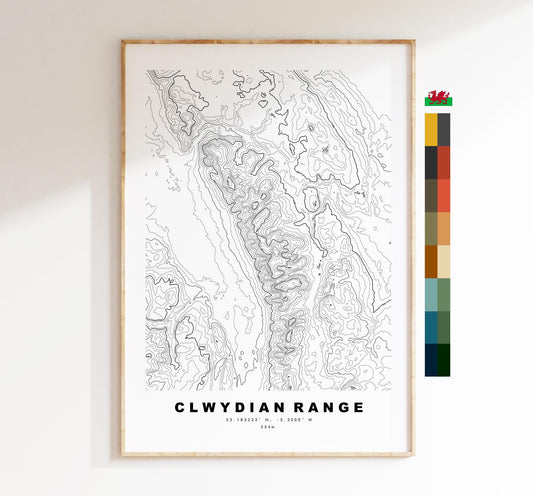 Clwydian Range Map Print - Contour Map - Topographic Map - Clwyds - Clwydian Hills - Bryniau Clwyd - Moel Famau - Wales