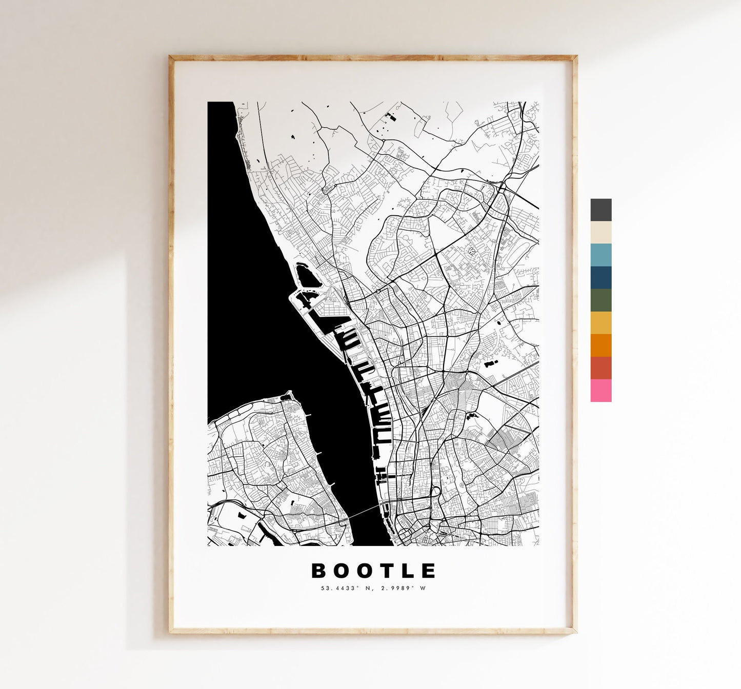 Bootle Map Print - Minimalist City Map Poster - Map Art - UK - Bootle Print - Bootle Poster - Different Colours Available