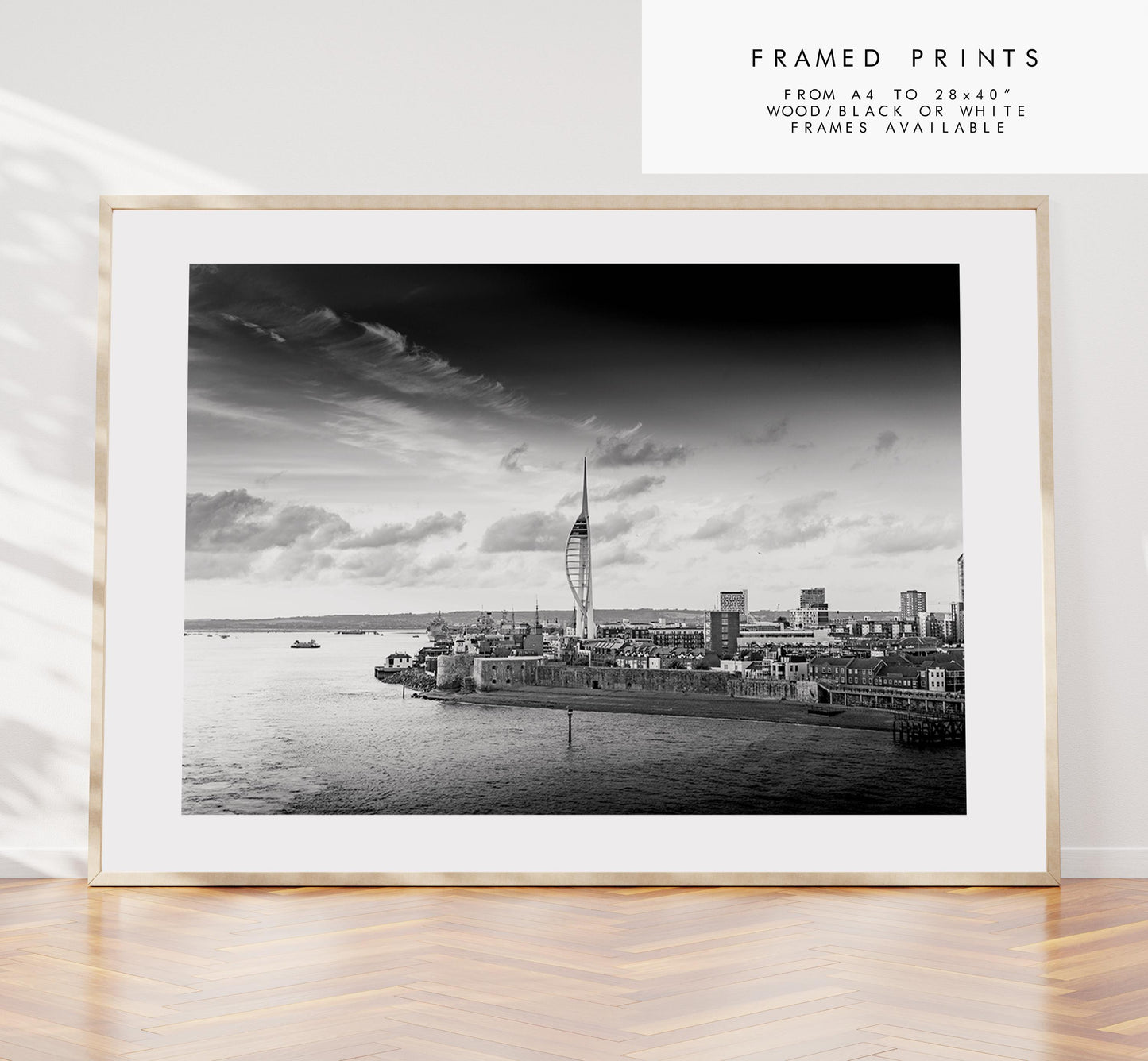 Portsmouth Black & White Print - Photography Print - Portsmouth and Southsea Prints - Wall Art -  Frame and Canvas Options - Landscape - BW