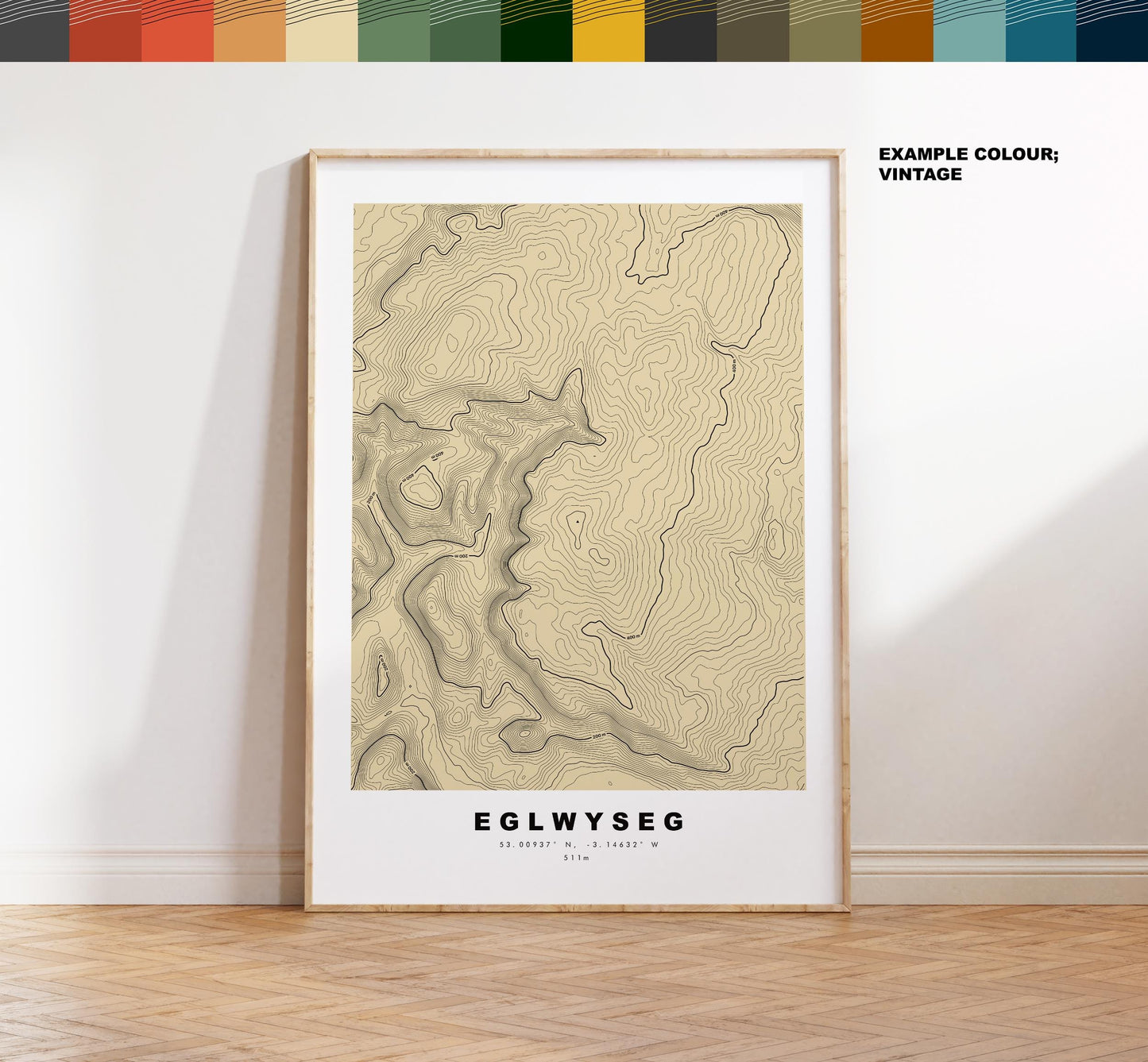 Eglwyseg Mountain Print - Contour Map - Eglwyseg - Wales - Topographic Map - Print - Poster - Wall Art - Eglwyseg Poster - Map - Topography