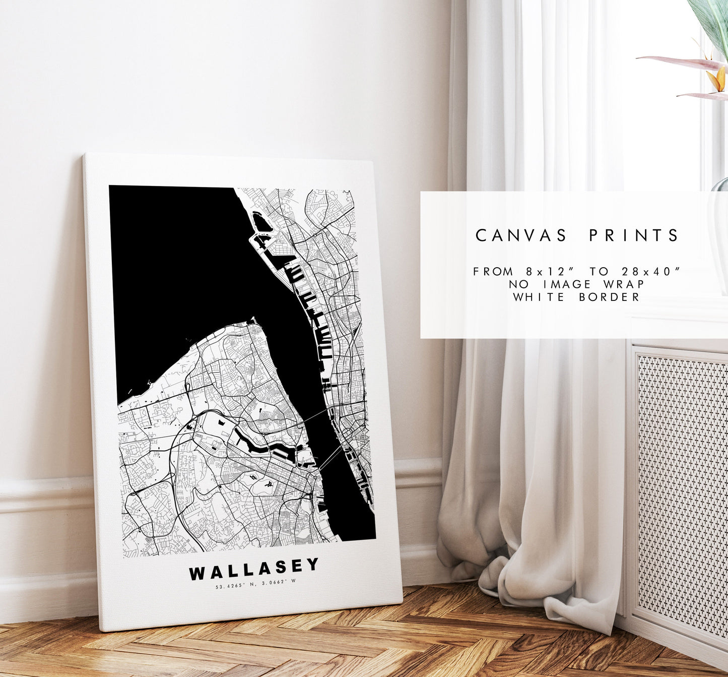Wallasey Map Print - Minimalist City Map Poster - Map Art - UK - Wallasey Print - Wallasey Poster - Different Colours Available
